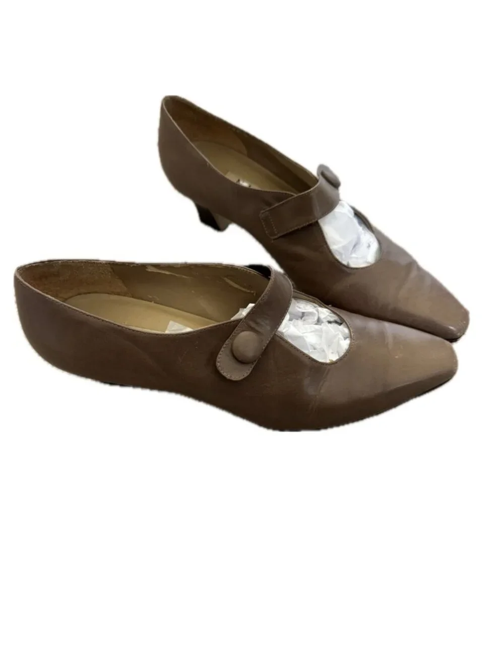 Nine West Taupe Leather Mary Jane pumps Sz 9.5